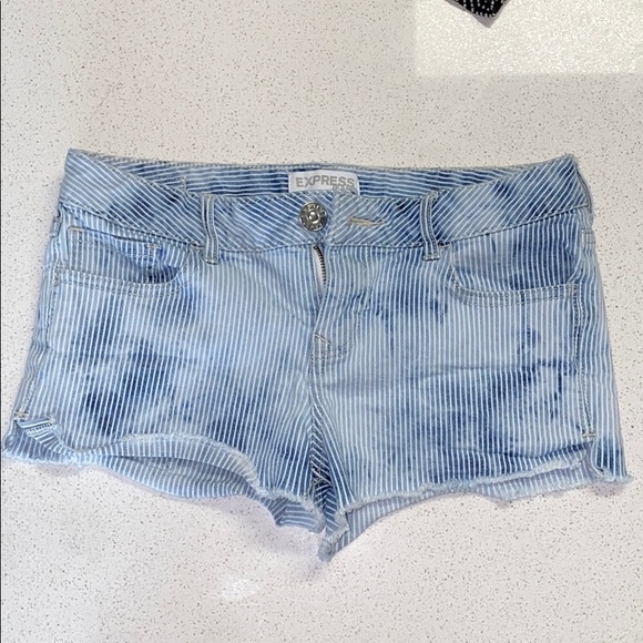 Express Pants - Express Denim Vertical Striped Shorts